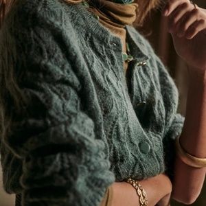 Sézane Roberto Jumper Cardigan Sage Size Small
